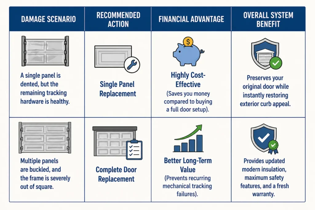 Comparing Single Panel Replacement vs. a Brand-New Garage Door