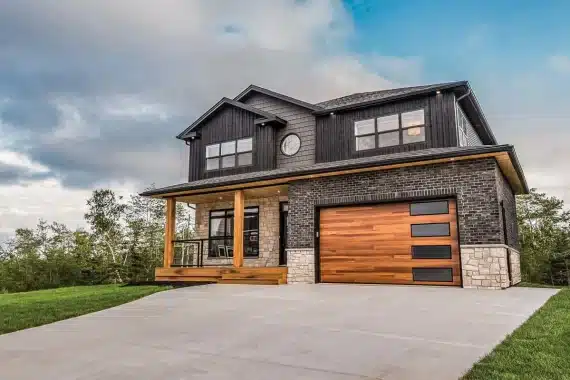 Classic wooden garage doors with custom finishes